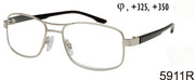 5911R - Wholesale Men's Navigator Style Metal Rectangular Reading Glasses in Silver
