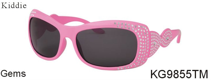 KG9855TM - Wholesale Kids Oval Sunglasses with Gems Design