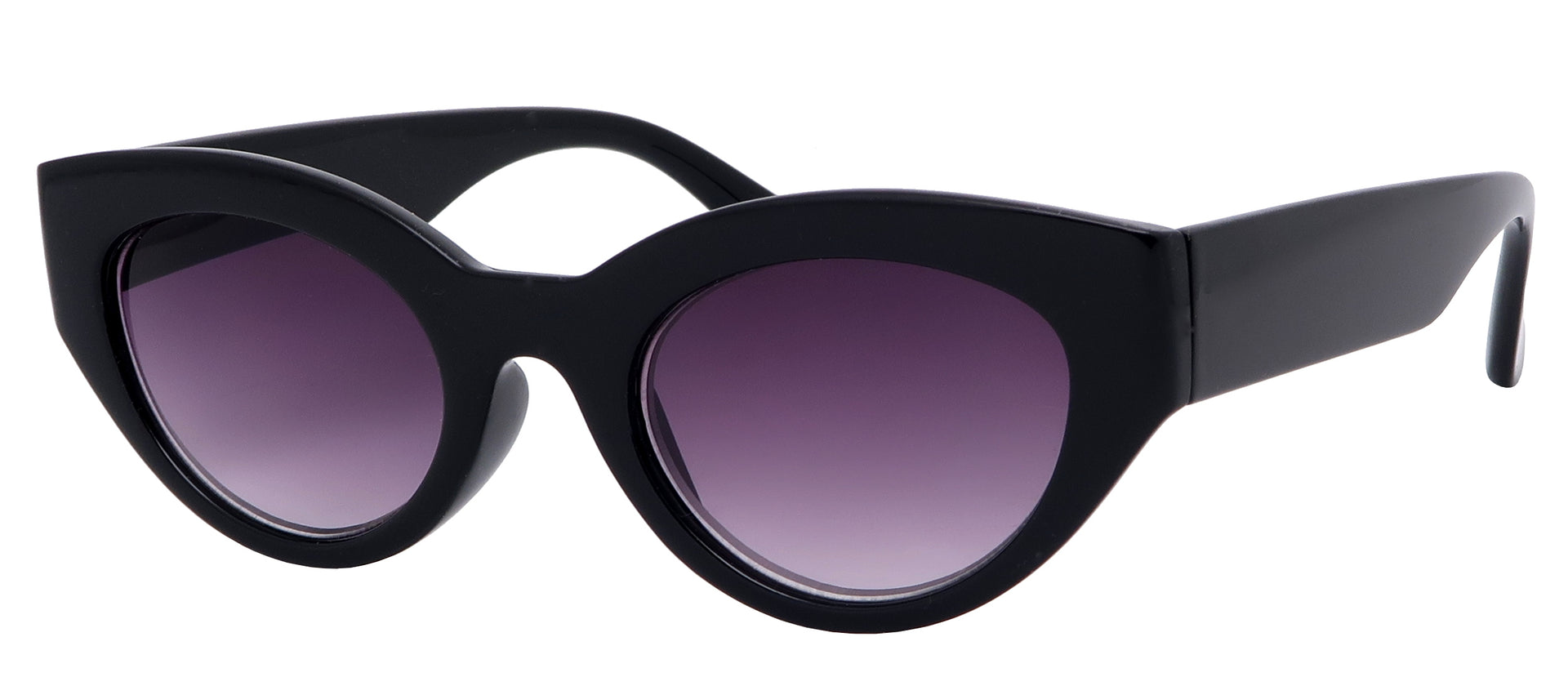 8129SR - Wholesale Women's Round Cat Eye Reading Sunglasses in black