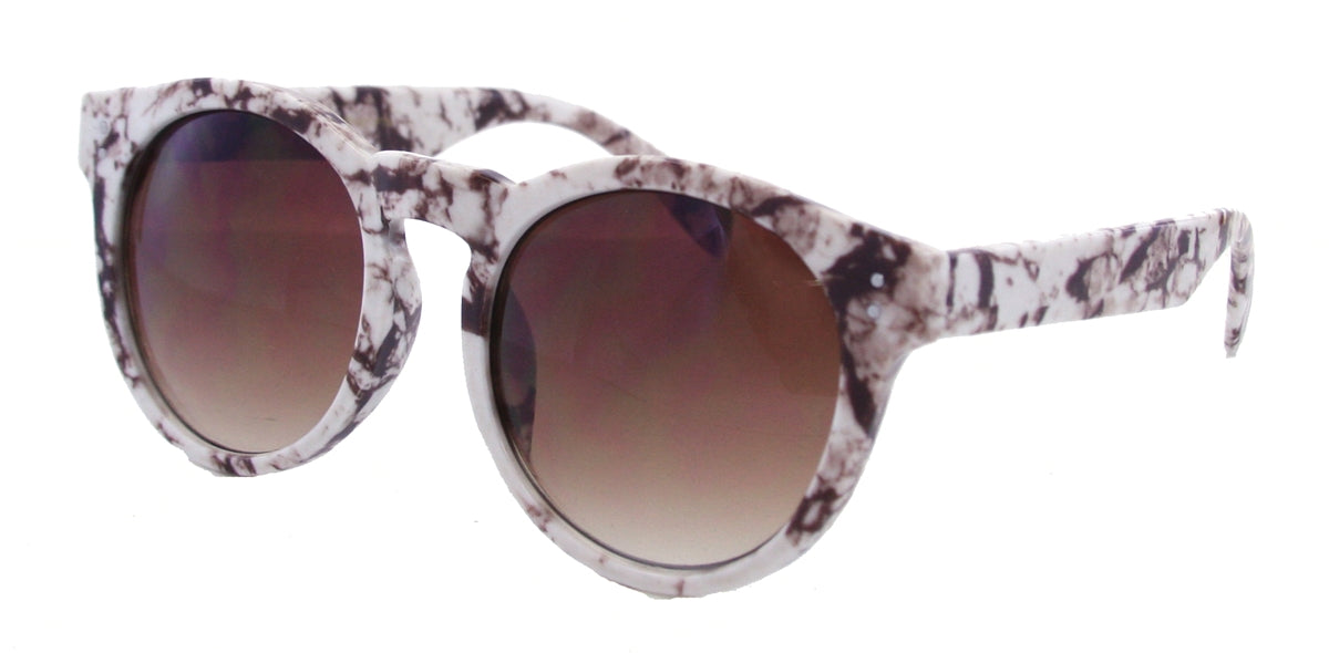 MB1601PTM - Wholesale Women's Marble Framed Keyhole Sunglasses in overlay brown