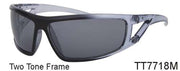 TT7718M - Wholesale Two Tone Sport Sunglasses in Clear Gray
