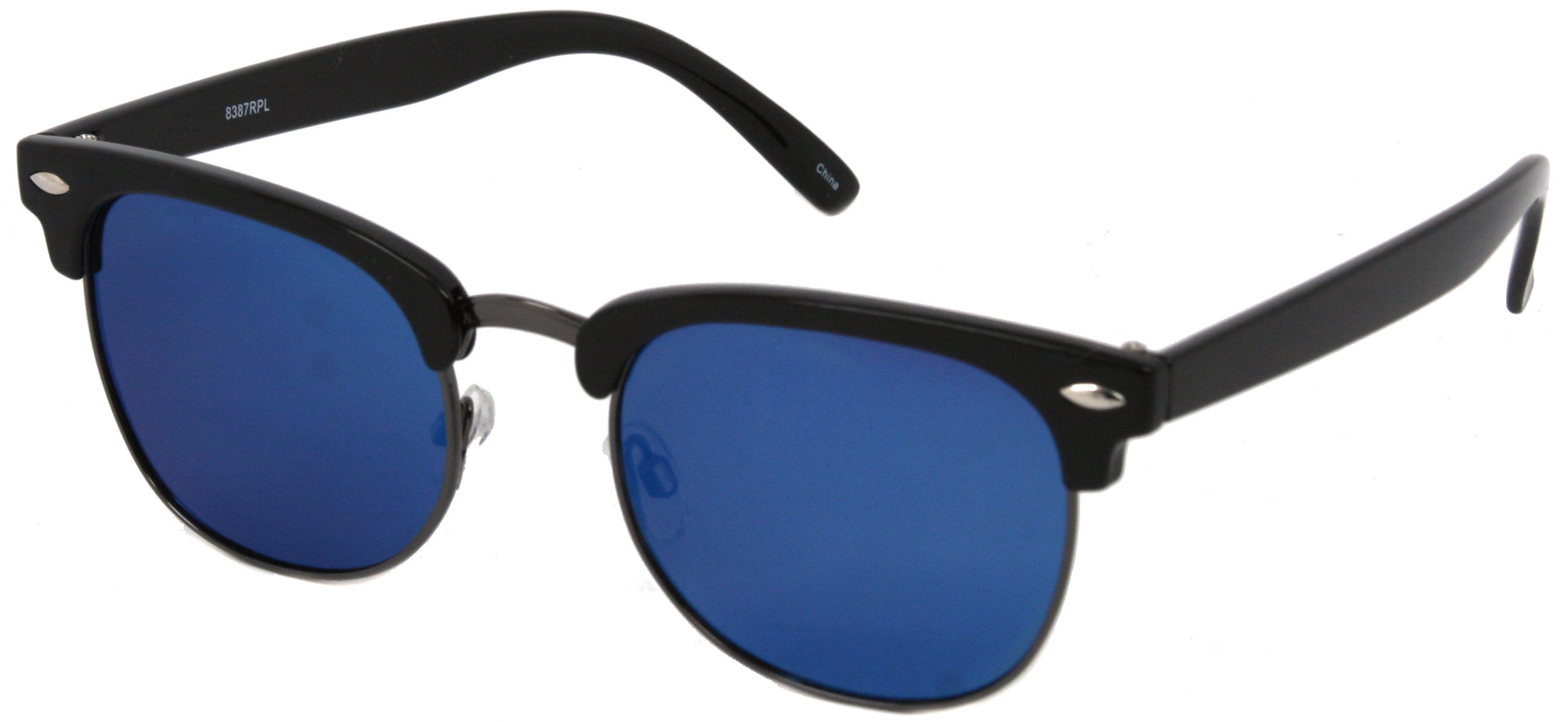 8387RPL - Wholesale Classic Style Polarized Colored Mirror Sunglasses in Black