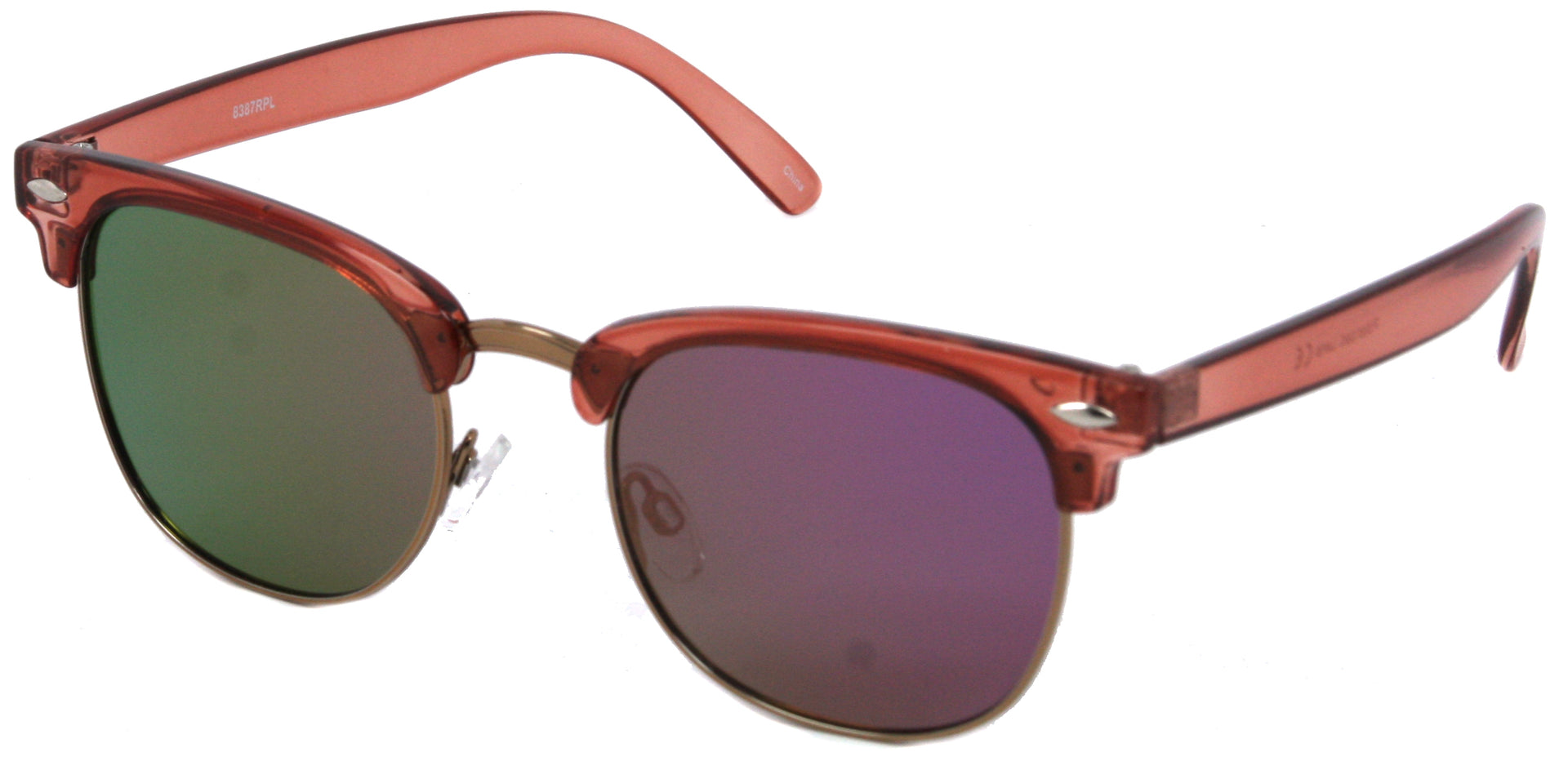 8387RPL - Wholesale Classic Style Polarized Colored Mirror Sunglasses in Rose Pink