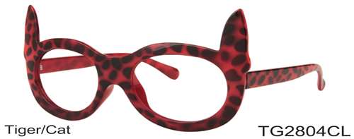 TG2804CL - Wholesale Tiger/Cat Party Glasses with Clear Lens