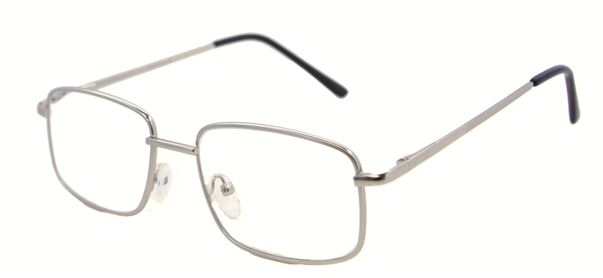 DST9981R - Wholesale Men's Rectangular Metal Reading Glasses in Silver