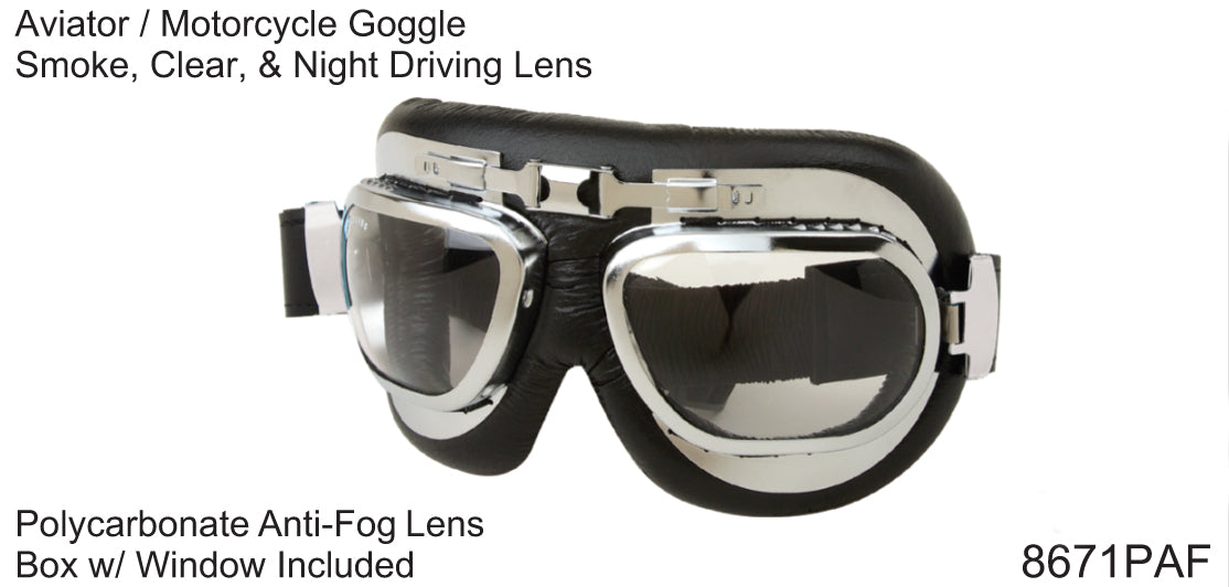 8671PAF - Wholesale RAF motorcycle goggles with Anti-Fog Lens
