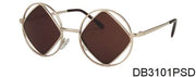 DB3101PSD - Wholesale Square and Circle Frame Sunglasses in Gold
