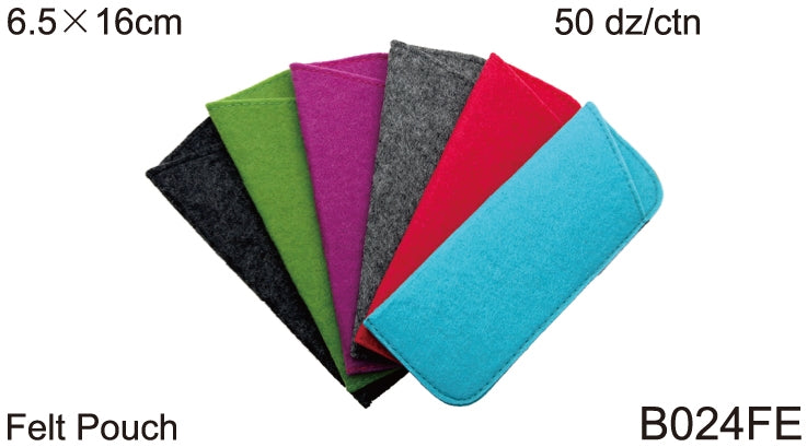 B024FE - Wholesale Felt Surface Eyeglass Pouch in multi colors