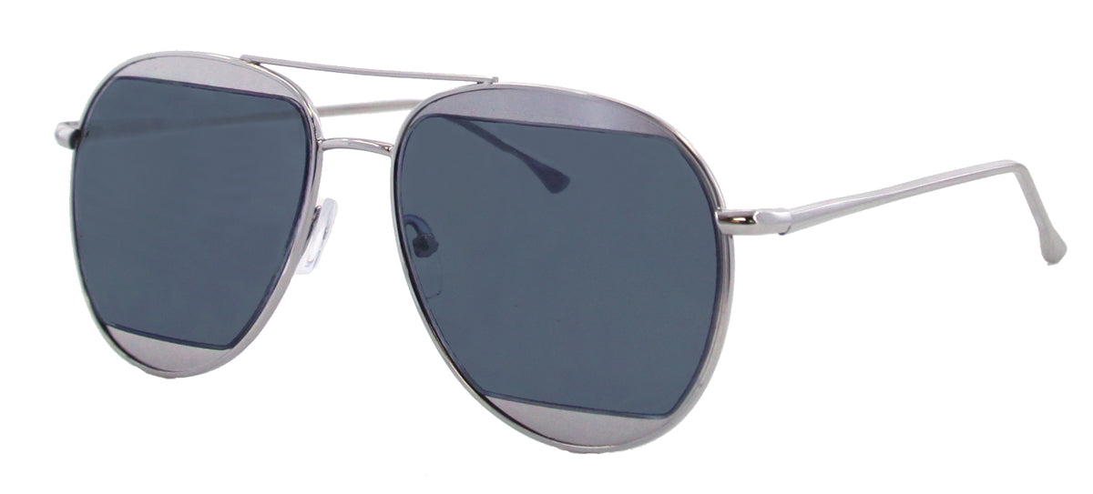 3125FRT - Wholesale Fashion Aviator Sunglasses in Silver