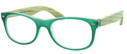 WD2985R - Wholesale Unisex Rubberized Reading Glasses with Real Bamboo Temples in Green
