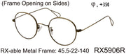 RX5906R - Wholesale Unisex Rxable Round Metal Reading Glasses in Bronze