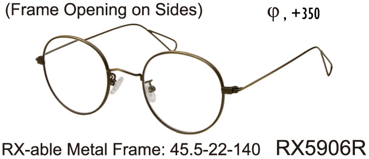 RX5906R - Wholesale Unisex Rxable Round Metal Reading Glasses in Bronze