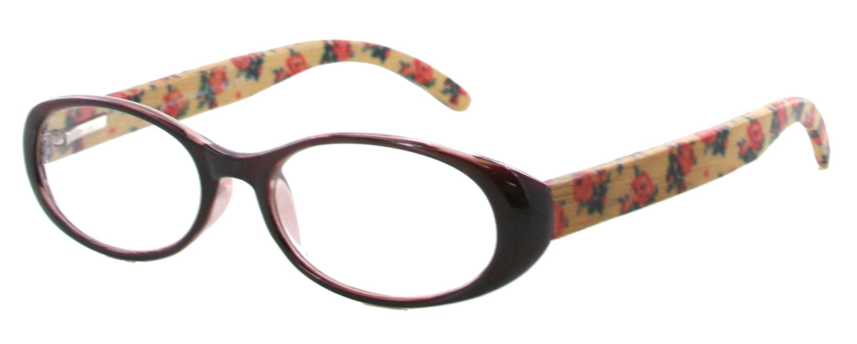 WD2982R - Wholesale Women's Oval Reading Glasses with Real Bamboo Temples in Tortoise