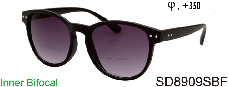SD8909SBF - Wholesale Classic Round Style BiFocal Reading Sunglasses in Black