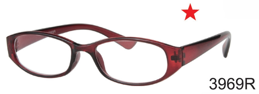 3969R - Wholesale Ultra Bargain Unisex Rectangular Reading Glasses in Red