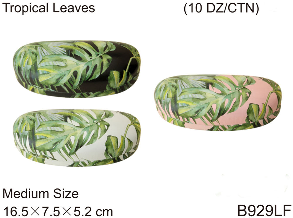 B929LF - Wholesale Tropical Leaves Design Medium Size Sunglass Case