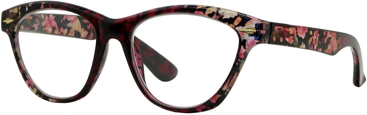 FL1527R -  Wholesale Women's Floral Cat Eye Frame Reading Glasses