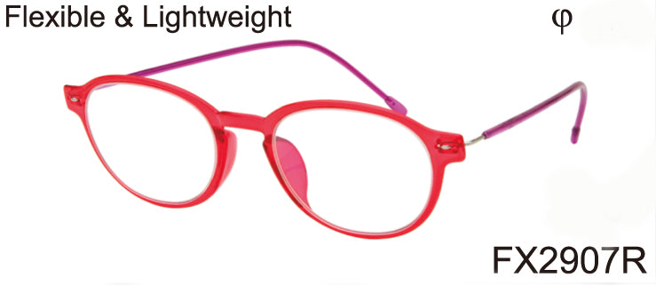 FX2907R - Women's Wholesale Flexible & Lightweight Reading Glasses in Red