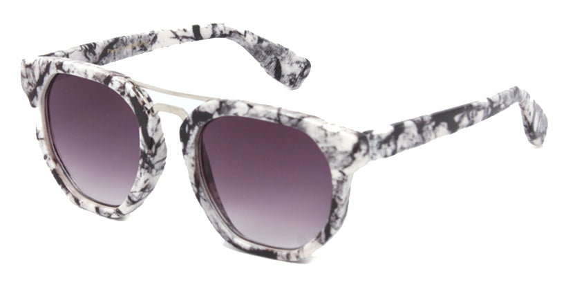 MB1616FSD - Wholesale Women's Marble Framed Flat Lens Sunglasses in White