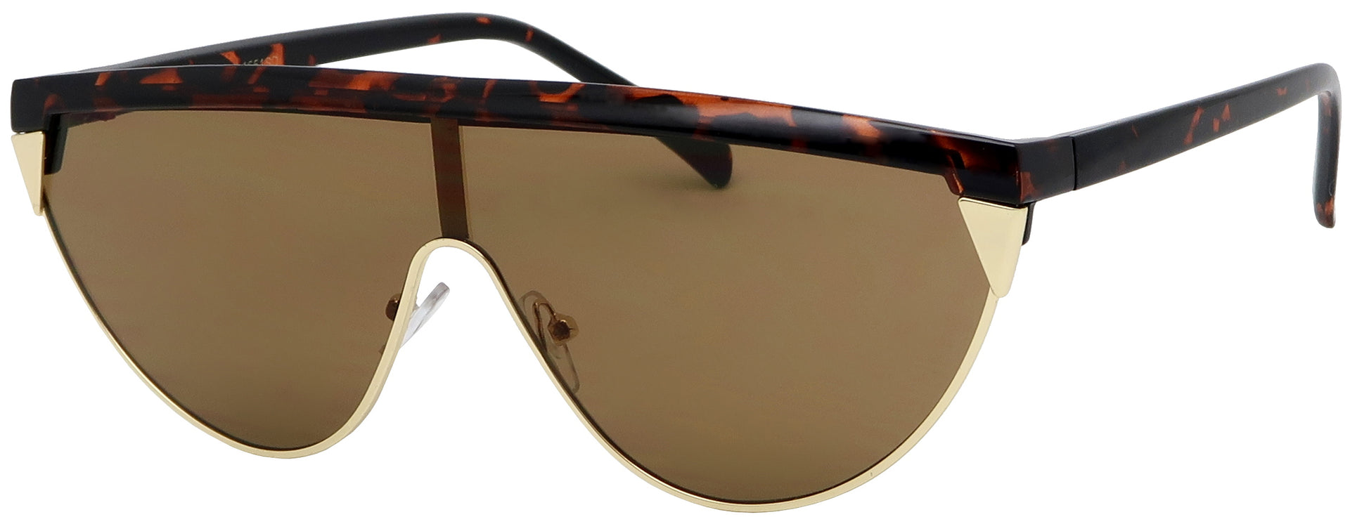 ML1651SD - Wholesale Flat Brow One Piece Retro Fashion Sunglasses in Tortoise
