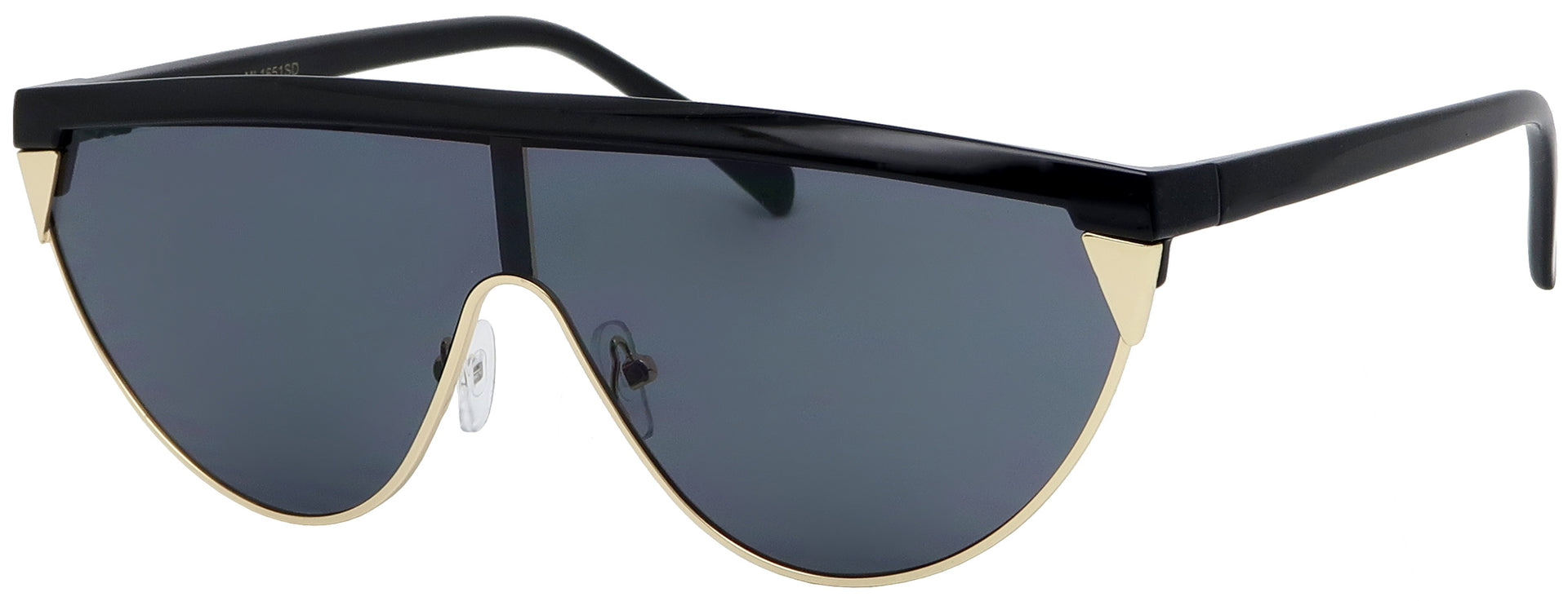 ML1651SD - Wholesale Flat Brow One Piece Retro Fashion Sunglasses in Black
