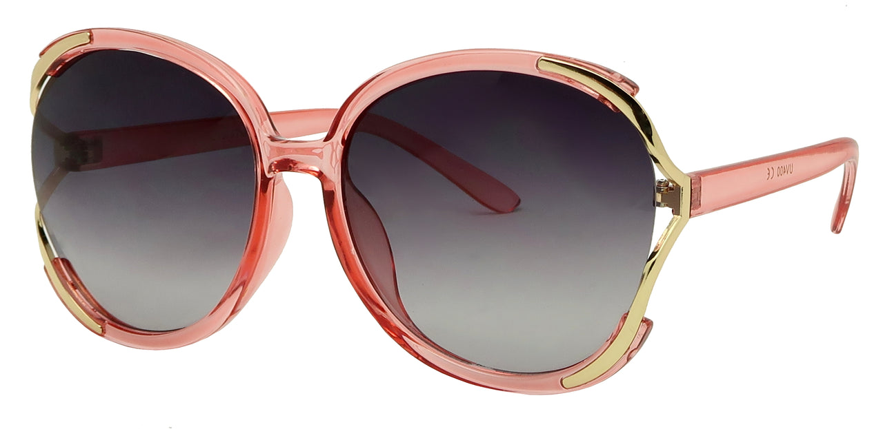 ML1673TM - Wholesale Women's Round Fashion Sunglasses w/ Metal Side Vents