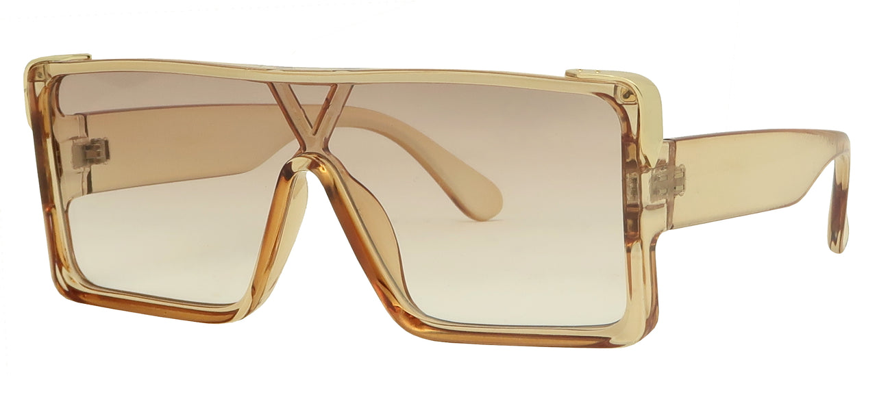 ML1693FTM - Wholesale Women's Rectangular One Piece Shield Fashion Sunglasses