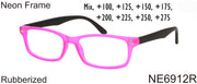 NE6912R -  Wholesale Women's Rubberized Neon Frame Reading Glasses in Pink