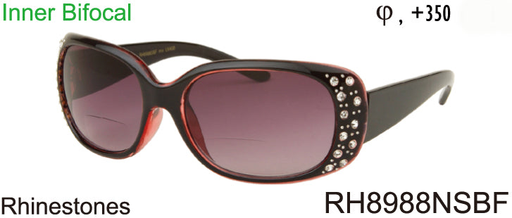 RH8988NSBF - Wholesale Women's Large Rhinestone Frame BiFocal Reading Glasses