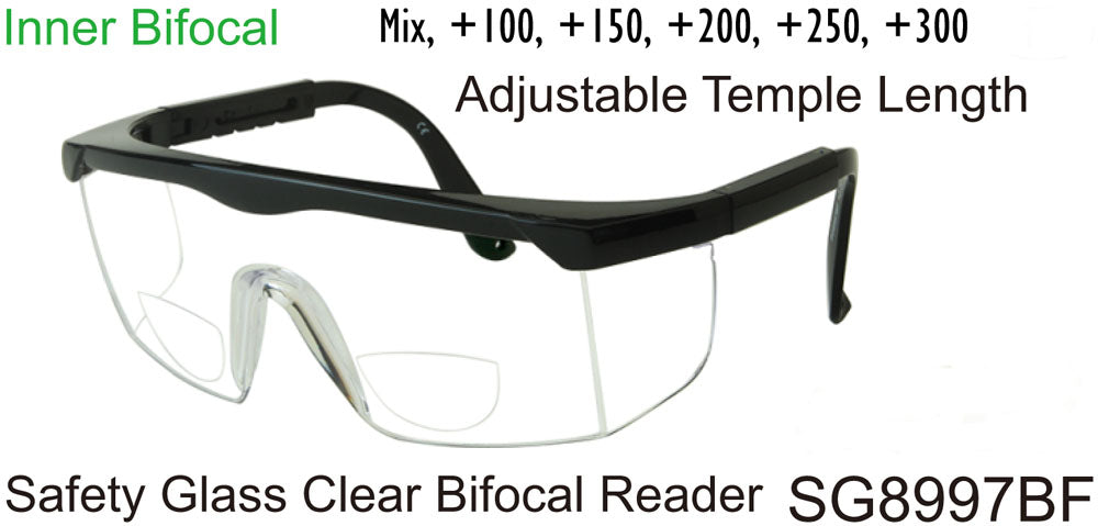 SG8997BF - Wholesale Safety Glasses with Inner Bi-Focal Reading Lens