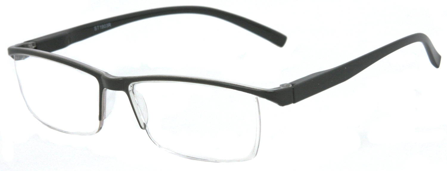 ST1903R -  Wholesale One Piece Design Half Rim Unisex Reading Glasses in Black