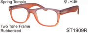 ST1909R - Wholesale Women's Two Tone Rubberized Reading Glasses in Orange