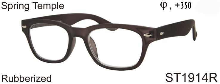 ST1914R - Wholesale Unisex Rubberized Rectangular Reading Glasses in Brown