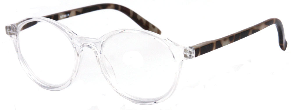 ST1951R - Wholesale Two Tone Unisex Round Reading Glasses in Translucent Clear