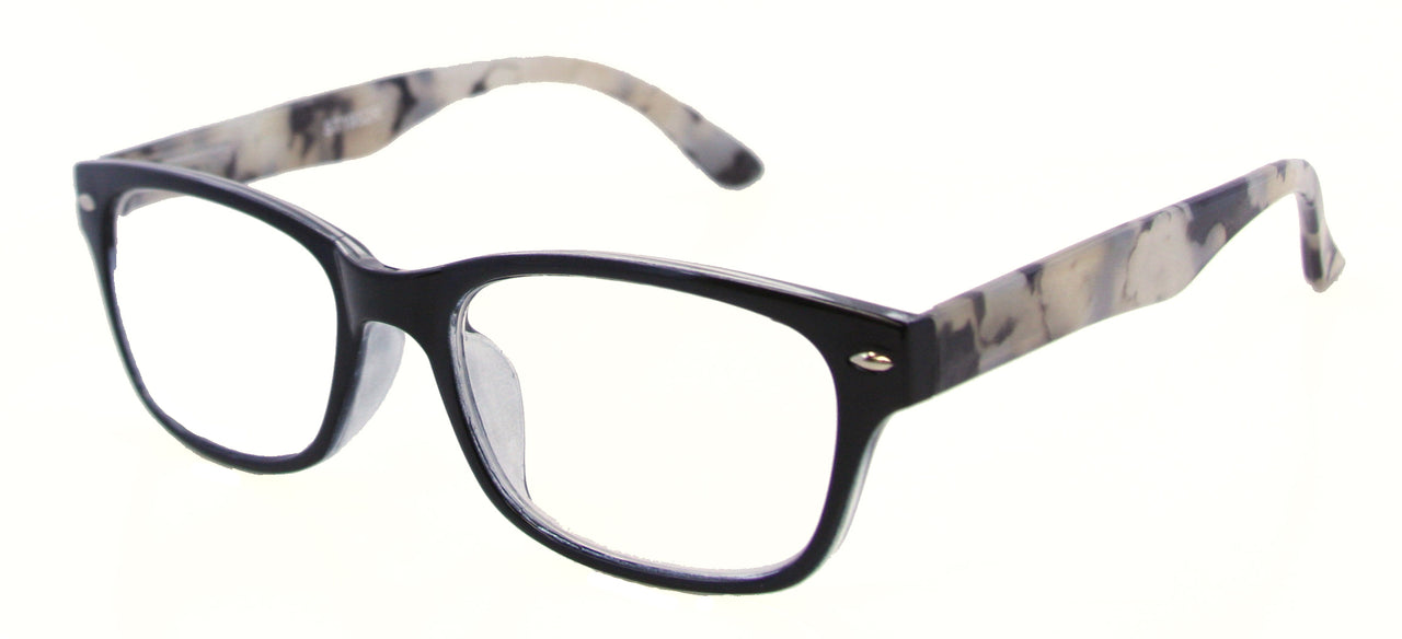 ST1952R - Wholesale Marble Pattern Square Shaped Unisex Reading Glasses in Black