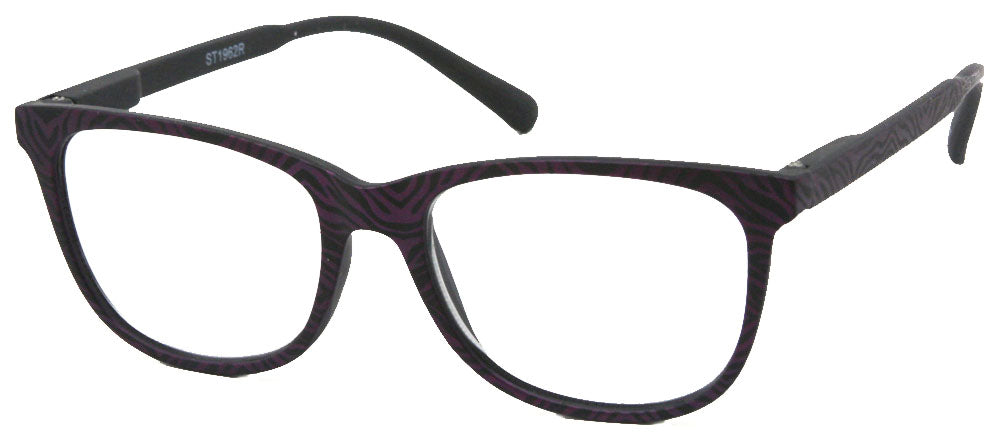 ST1962R - Wholesale Women's Zebra Striped Square Reading Glasses in Black