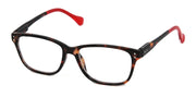 ST1967R - Wholesale Tortoise Square Reading Glasses in Red