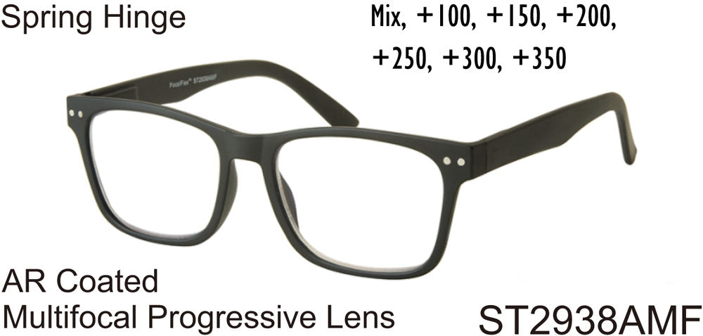 ST2938AMF - Wholesale Men's Rectangular Style Anti-Reflective Coated Multifocal Progressive Lens Reading Glasses