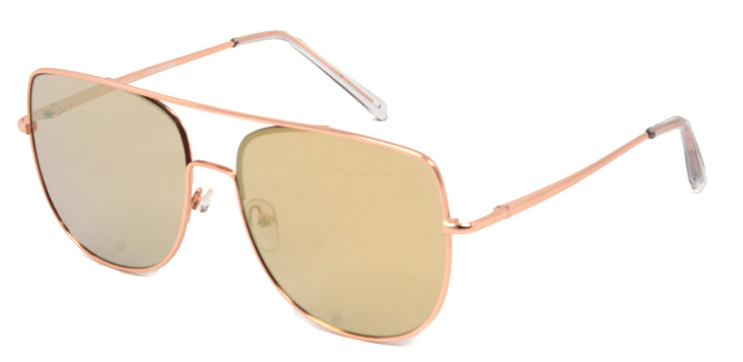 ST3137FSM - Wholesale Navigator Style Flat Lens Sunglasses in Rose Gold