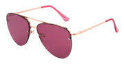 ST3138FCS - Wholesale Aviator Style Flat Lens Sunglasses in Rose Gold