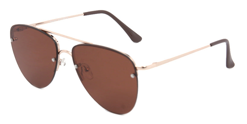ST3138FCS - Wholesale Aviator Style Flat Lens Sunglasses in Gold