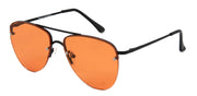 ST3138FCS - Wholesale Aviator Style Flat Lens Sunglasses in Black