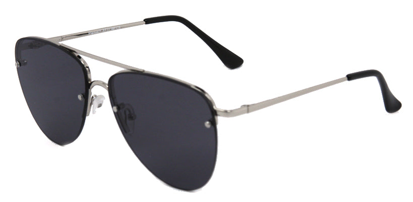 ST3138FCS - Wholesale Aviator Style Flat Lens Sunglasses in Silver