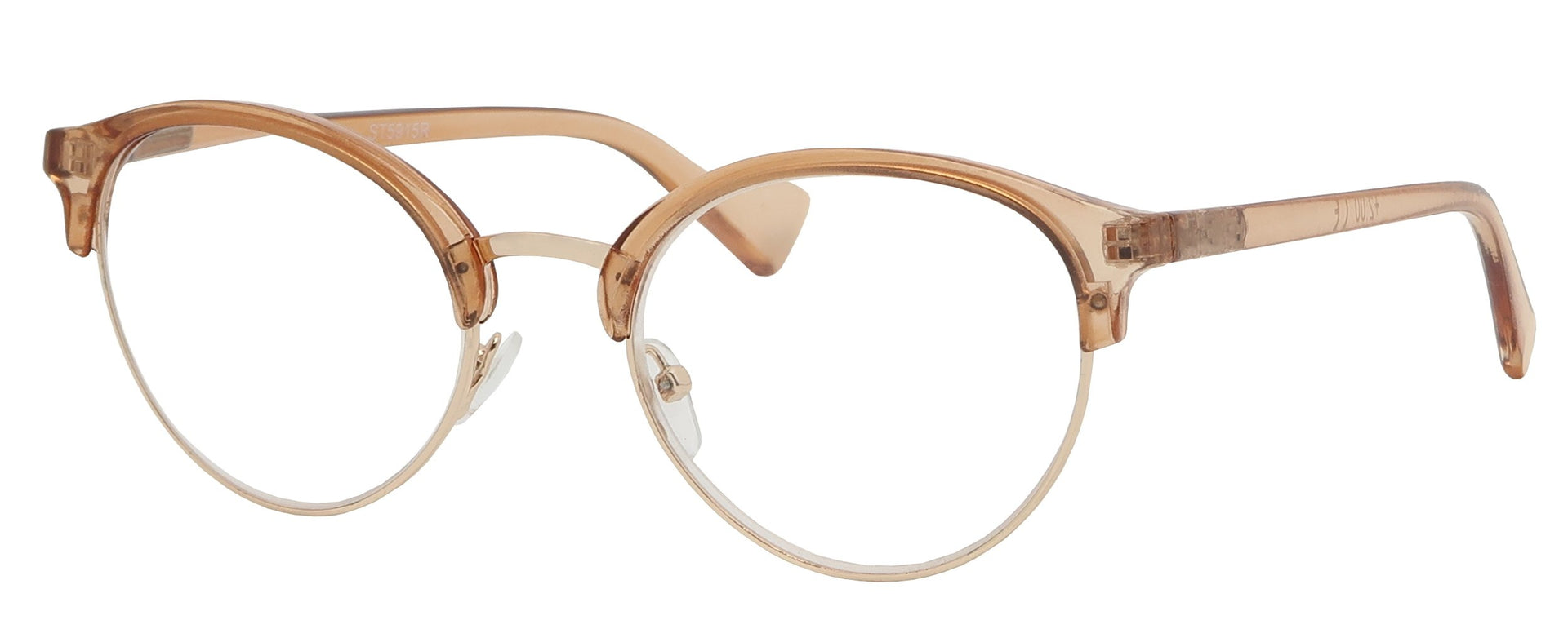ST5915R - Wholesale Women's Translucent Browline Metal Reading Glasses in Orange