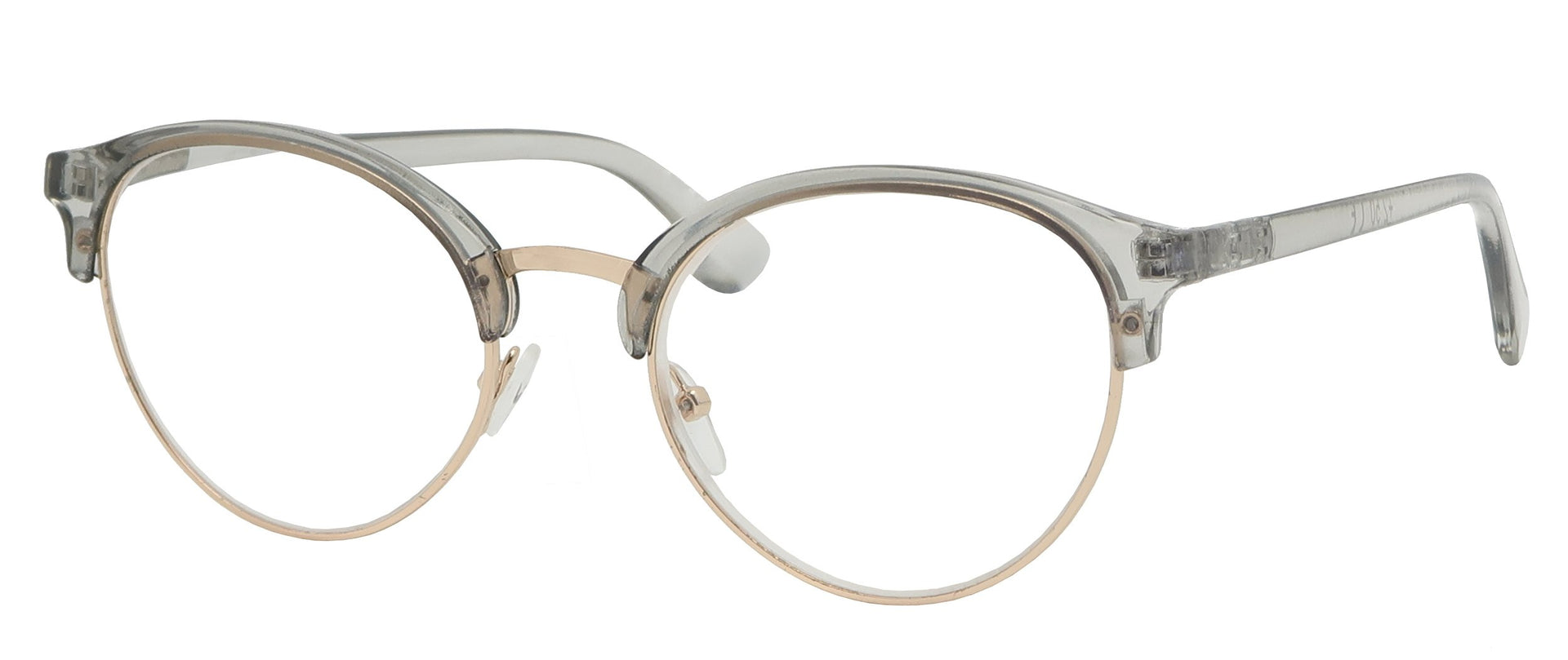 ST5915R - Wholesale Women's Translucent Browline Metal Reading Glasses in Grey