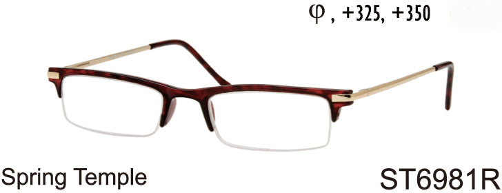 ST6981R - Wholesale Men's Plastic Half Rim Rectangular Reading Glasses