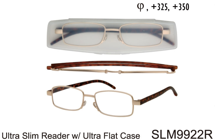 SLM9922R - Wholesale Ultra Slim Reading Glasses with Flat Case in Gold