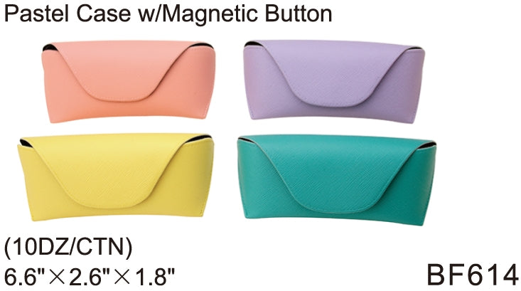 BF614 - Wholesale Eyewear Pastel Cases with Magnetic Button Closure in Pastel Colors