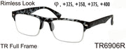 TR6906R - Wholesale Men's Rimless Reading Glasses made from TR-90 in Tortoise