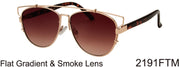 2191FTM - Wholesale Fashion Flat Top Sunglasses in Gold